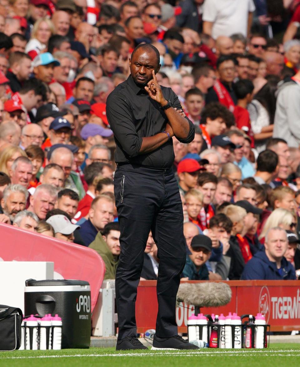 Crystal Palace manager Patrick Vieira admits his side have work to do at both ends of the pitch (Peter Byrne/PA) (PA Wire)