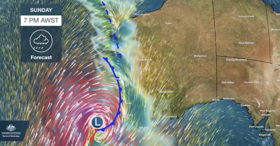 The low pressure system battering the coast last night. Source: BOM