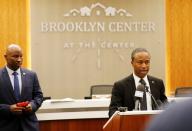 Brooklyn Center Mayor Mike Elliott speaks during a news conference at Brooklyn Center City Hall, days after former police officer Kim Potter fatally shot Daunte Wright, in Minnesota