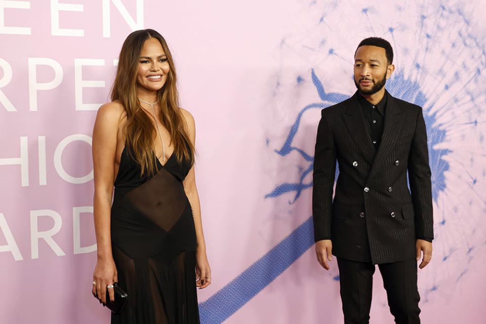 Chrissy Teigen and John Legend attend the 2024 Green Carpet Fashion Awards at 1 Hotel West Hollywood on March 06, 2024 in West Hollywood, California.