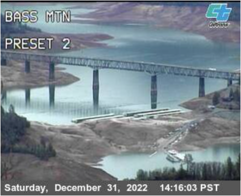 Lake Shasta is seen in this outdoor Caltrans camera on Bass Mountain on Saturday, Dec. 31, 2022.