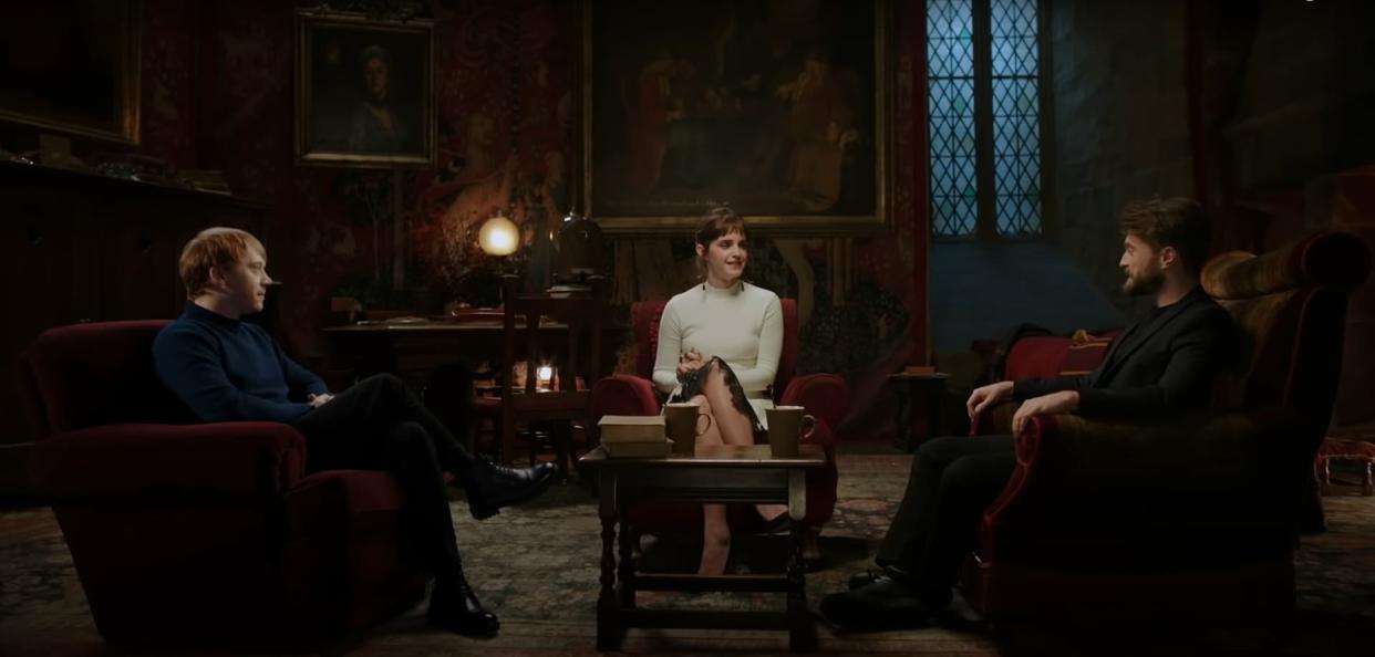 Rupert Grint, Emma Watson et Daniel Radcliffe - Capture d'écran YouTube - HBO Max