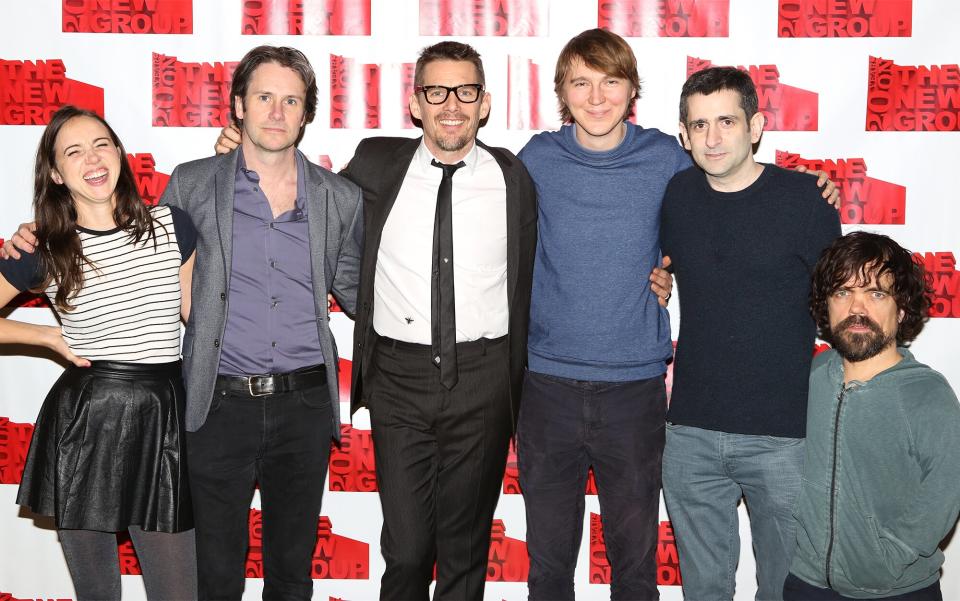 Zoe Kazan, Josh Hamilton, Ethan Hawke, Paul Dano, Jonathan Marc Sherman and Peter Dinklage attend the One-Night-Only Reunion Reading of Jonathan Marc Sherman's 'Things We Want' to Benefit The New Group at The Pershing Square Signature Center on January 5, 2015 in New York City