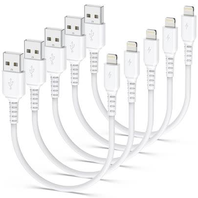 A set of five foot-long fast-charging lighting cables