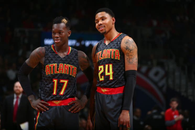 Dennis Schroder and Kent Bazemore are now the core of the Atlanta Hawks.(Getty)