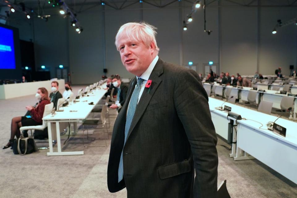 Prime Minister Boris Johnson arrives for an event during the Cop26 summit at the Scottish Event Campus (SEC) in Glasgow. Picture date: Tuesday November 2, 2021. (PA Wire)