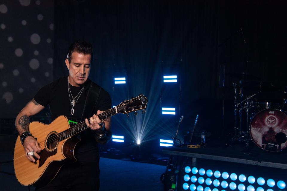 Portrait of Scott Stapp rehearse in a sound studio in Nashville, Tenn., before leaving on a solo tour Friday, March 8, 2024.