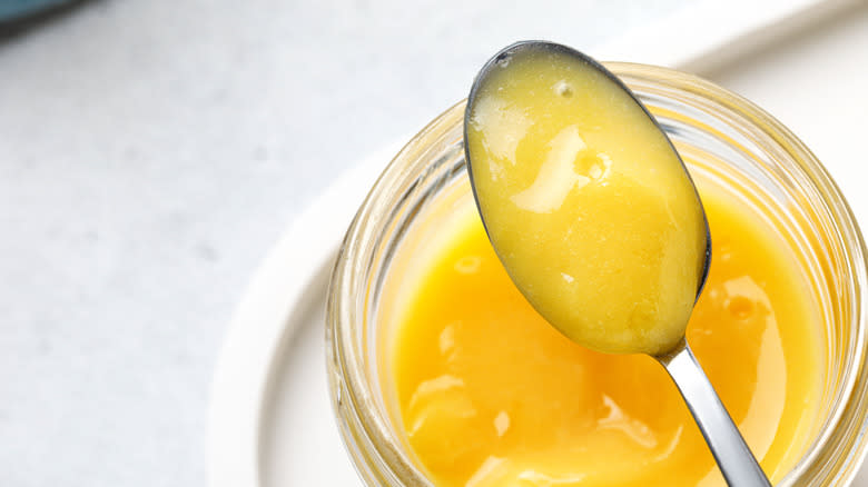 lemon curd on spoon