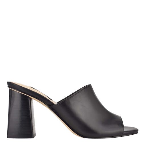 nine west, black mule, square toe 