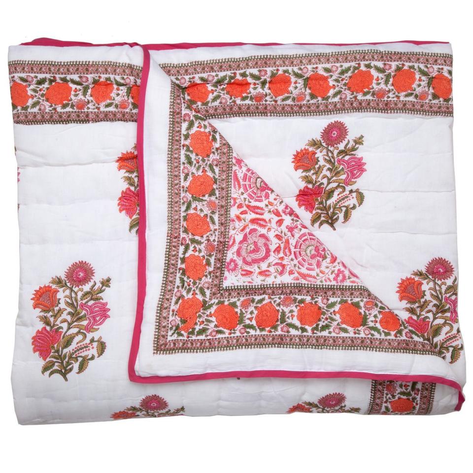 68) Sanya-Riyad Reversible Quilt, Pink/Orange