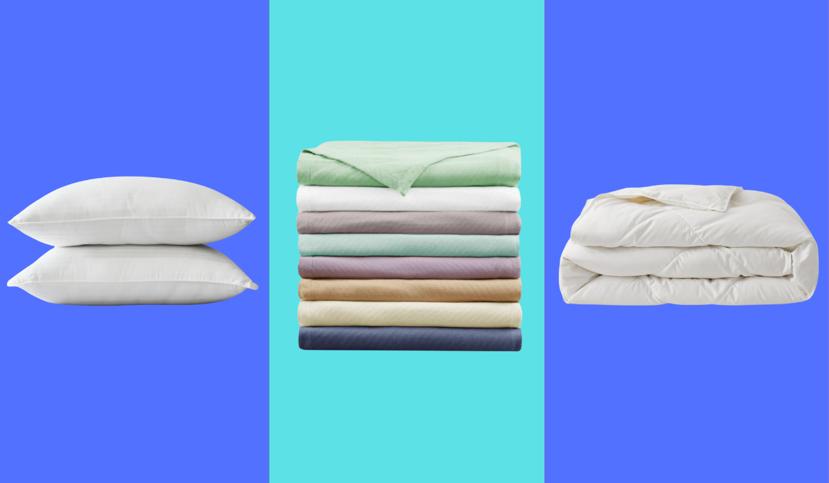 Pillows, sheets, duvet cover