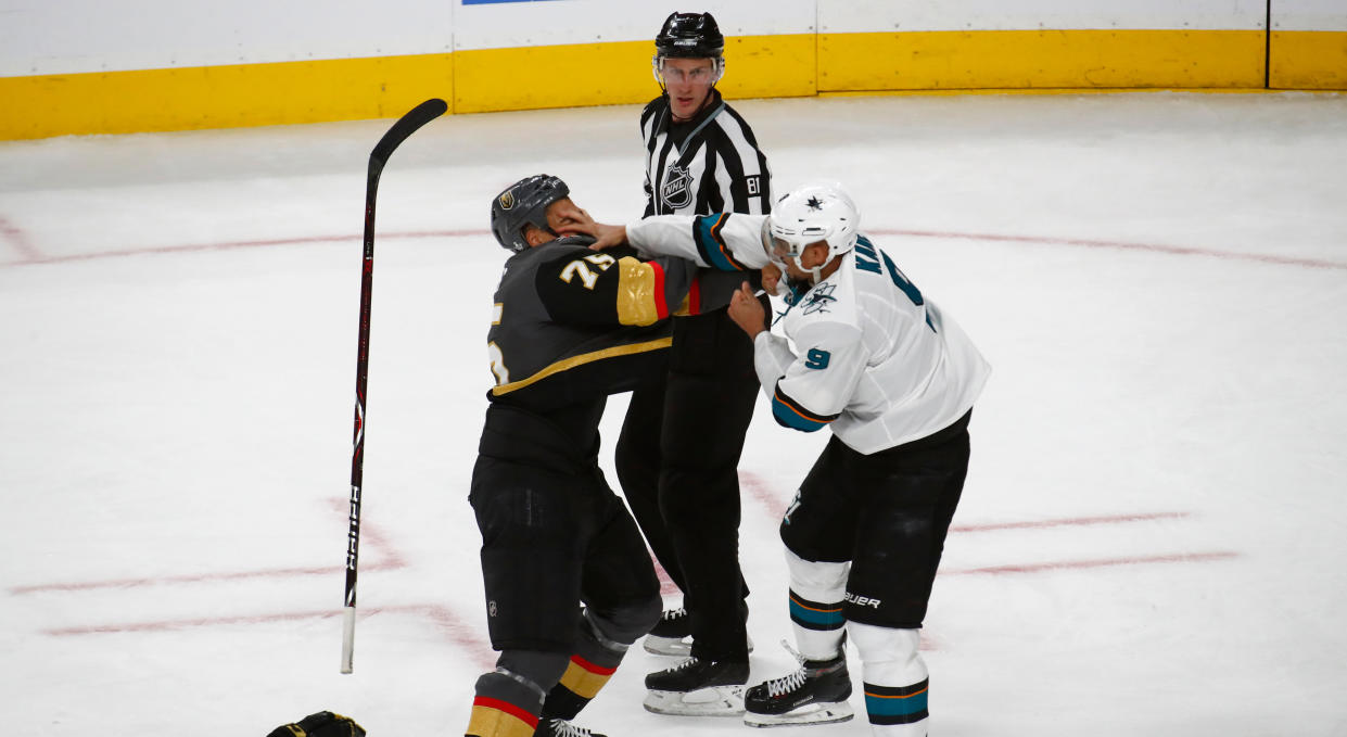 Ryan Reaves and Evander Kane have quite the feud. (Photo by Jeff Speer/Icon Sportswire via Getty Images)