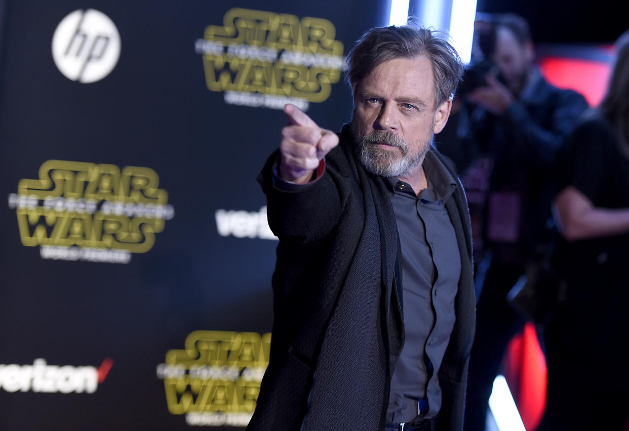 Mark Hamill arrives at the world premiere of “Star Wars: The Force Awakens” at the TCL Chinese Theatre in Los Angeles. (Photo by Jordan Strauss/Invision/AP, File)