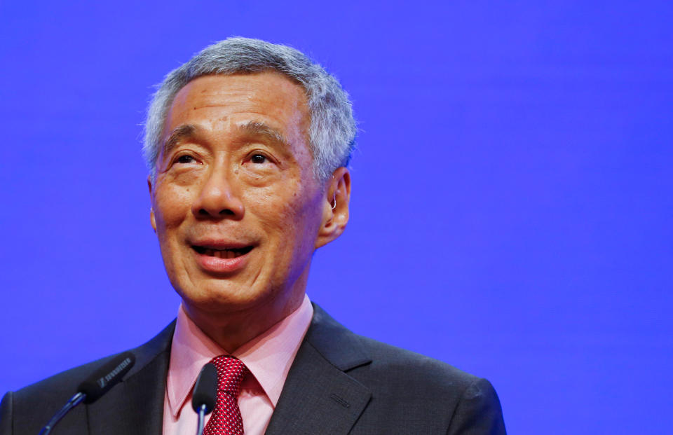 Singapore's Prime Minister Lee Hsien Loong delivers a keynote address at the IISS Shangri-la Dialogue in Singapore, May 31, 2019. REUTERS/Feline Lim