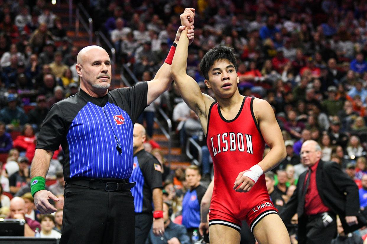 Lisbon's Brandon Paez, a two-time state wrestling champ, announced his commitment to Northern Iowa on Thursday.
