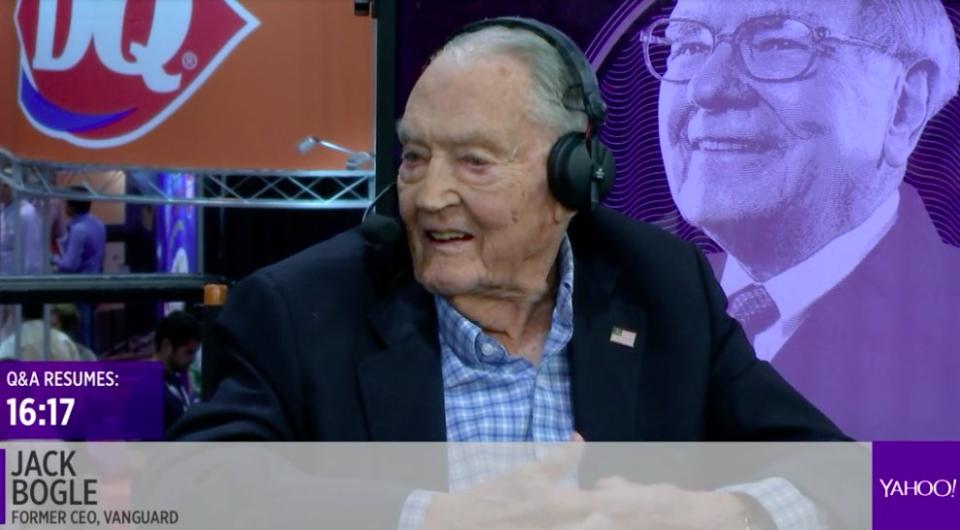 Jack Bogle tells Yahoo Finance Editor-in-Chief after receiving a shout out from Warren Buffett at the 2017 Berkshire Hathaway Annual Shareholders Meeting. (Photo: Screenshot/Yahoo Finance)