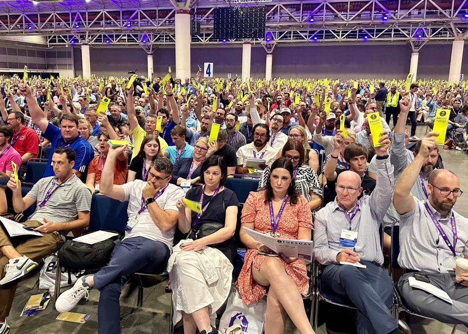 Southern Baptist Convention delegates, known as messengers, gather at the Ernest N. Morial Convention Center in New Orleans for the denomination's 2023 annual meeting.