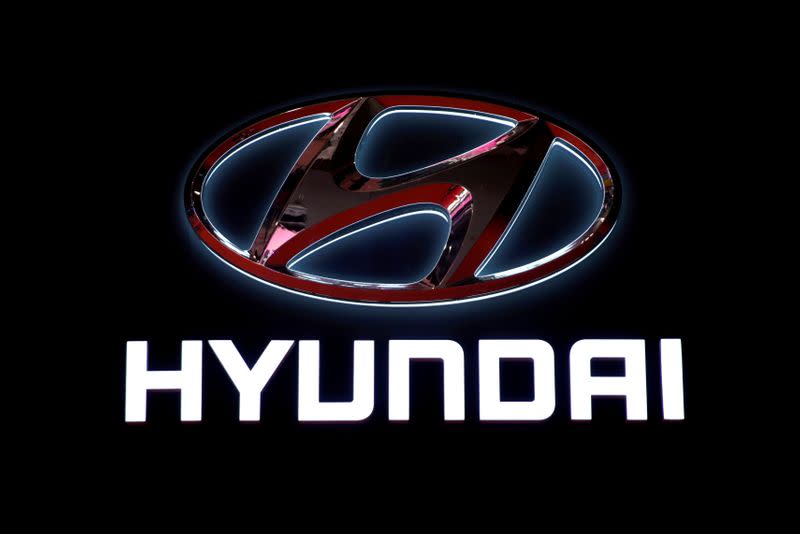 FILE PHOTO: The logo of Hyundai Motor is pictured at the second media day for the Shanghai auto show in Shanghai