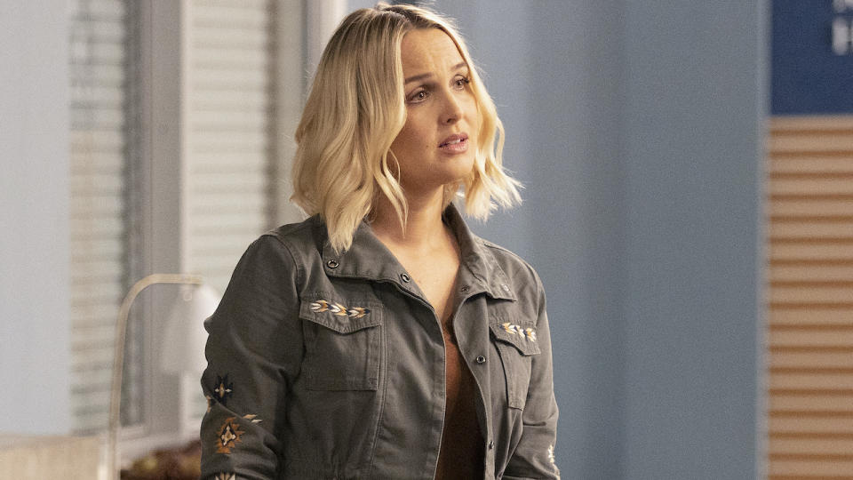 Camilla Luddington looks stunned on Grey's Anatomy.