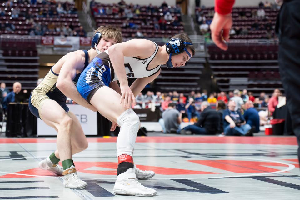 Conwell-Egan junior Steven Harris (right) will be wrestling in Friday's second round of consolations at the PIAA championships in Hershey.