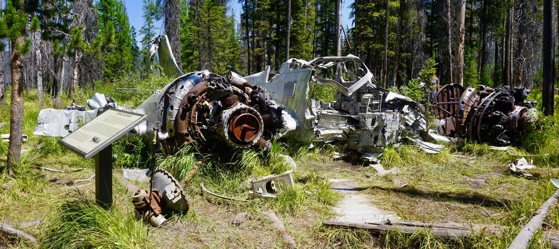 Interpretive signs tell the story of the B-23 Dragon bomber that crashed at Idaho’s Loon Lake in 1943.