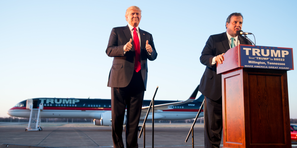 chris christie donald trump plane