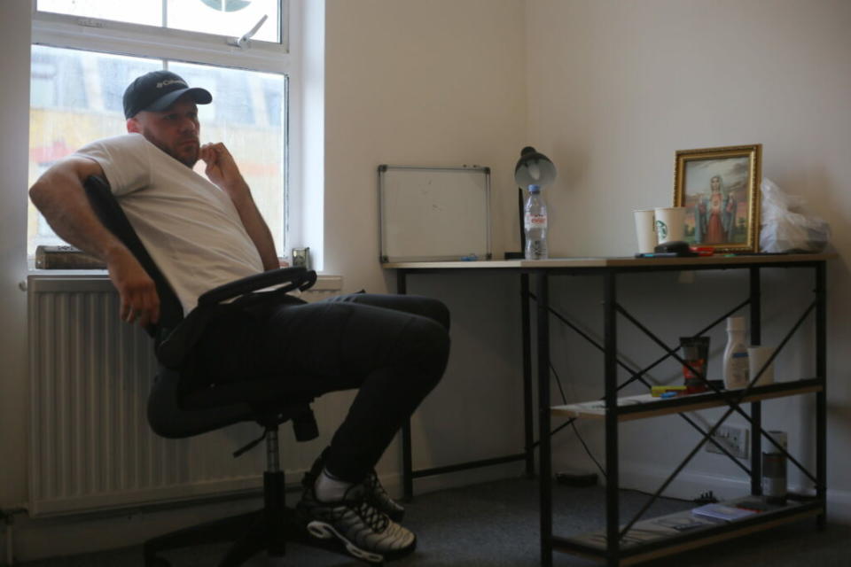 Down to earth Hanrahan in his modest office in east London (Picture: R Seventeen)