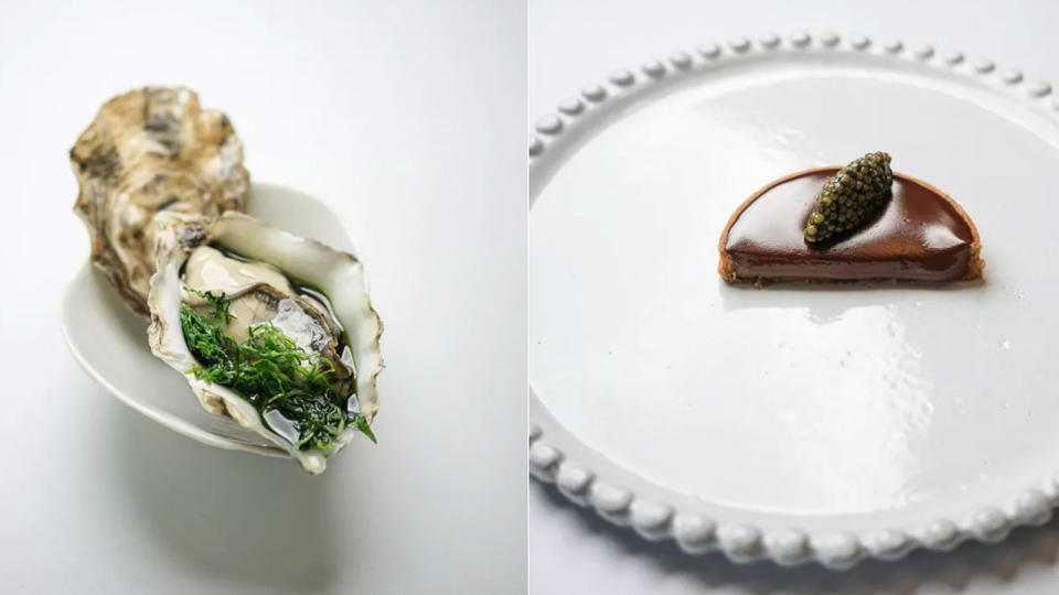 Dos de los platos que se pueden encontrar en el restaurante parisino - Imagen: Brujo Verjus/Web Guía Michelín