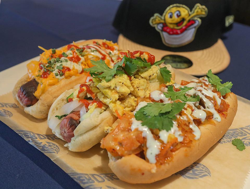 All Around the World Dogs, one of the Akron RubberDucks' new extreme menu additions this season at Canal Park.