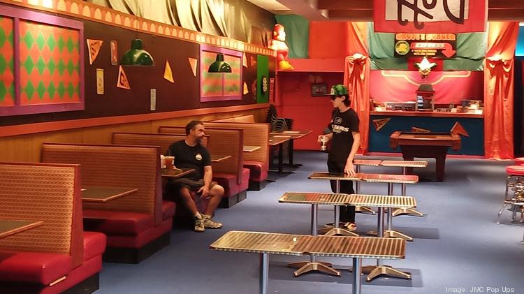 A previous iteration of Moe's Tavern Pop-up complete with iconic decor.