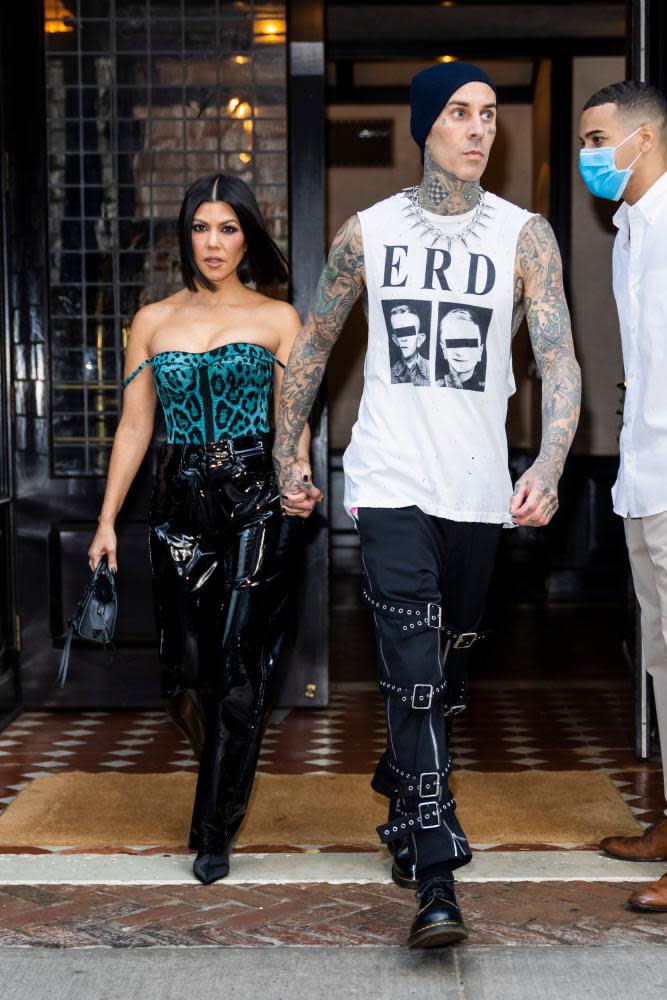 Kourtney Kardashian and Travis Barker in New York.