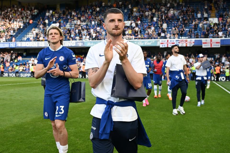 Goodbye? Mount appeared to bid farewell to Chelsea after the final game of the season (Chelsea FC via Getty Images)