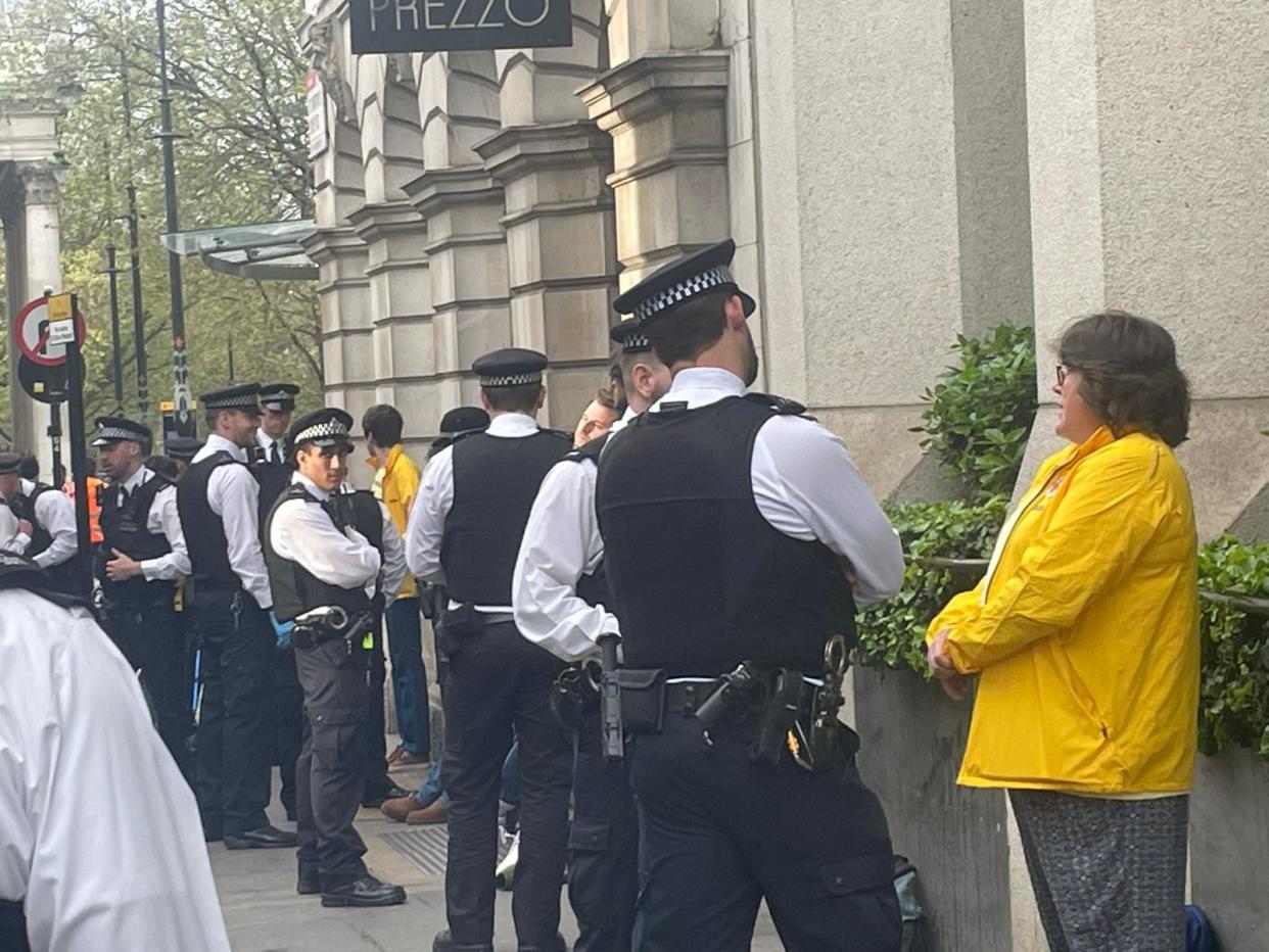 Police approach protesters (The Independent)