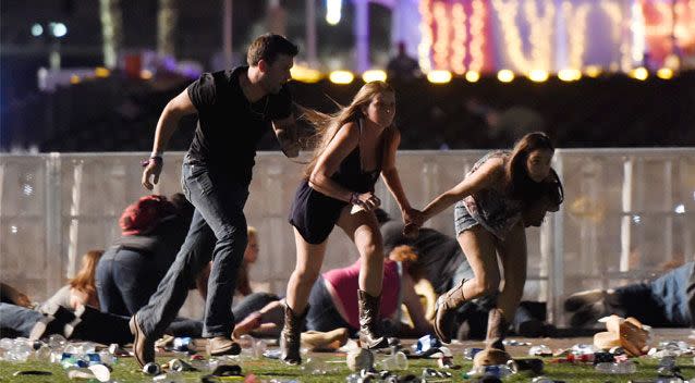 Festival goers flee to safety during the shooting that claimed 58 lives. Source: Getty