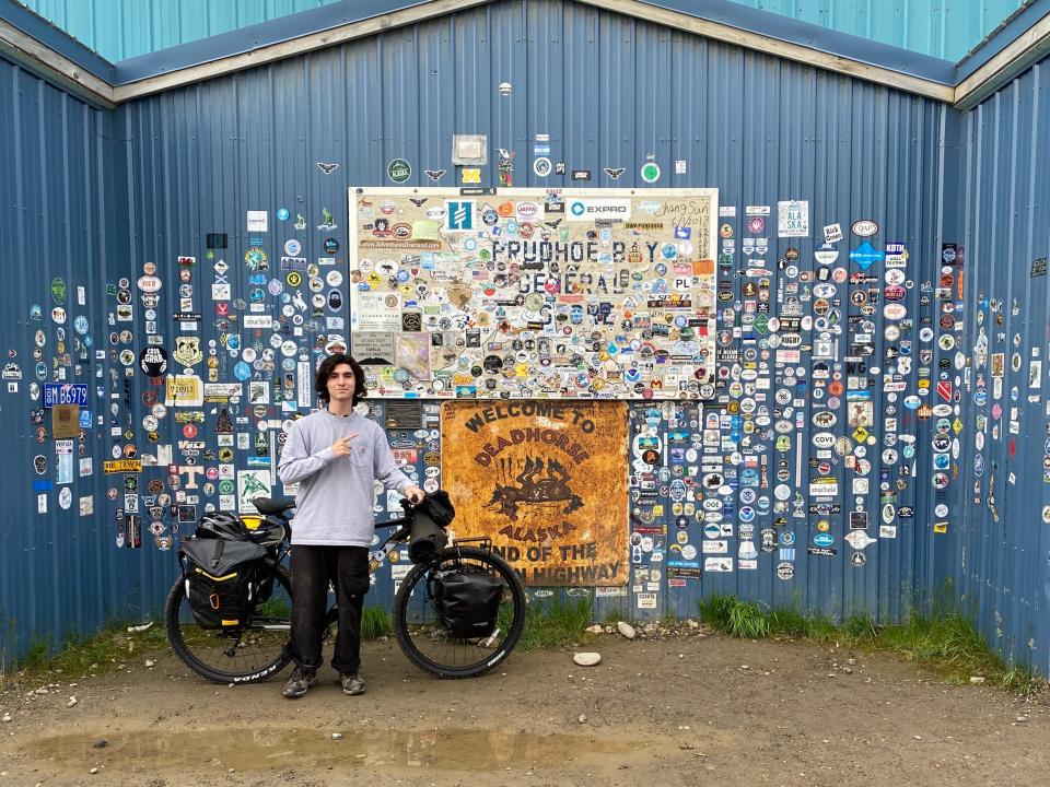 Garner at the starting point of his journey, at Prudhoe Bay, Alaska.