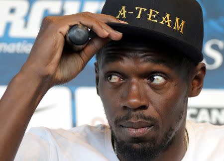 Athletics - IAAF Diamond League Herculis meeting, news conference - Monaco - July 19, 2017. Jamaican sprinter Usain Bolt attends a news conference. REUTERS/Eric Gaillard