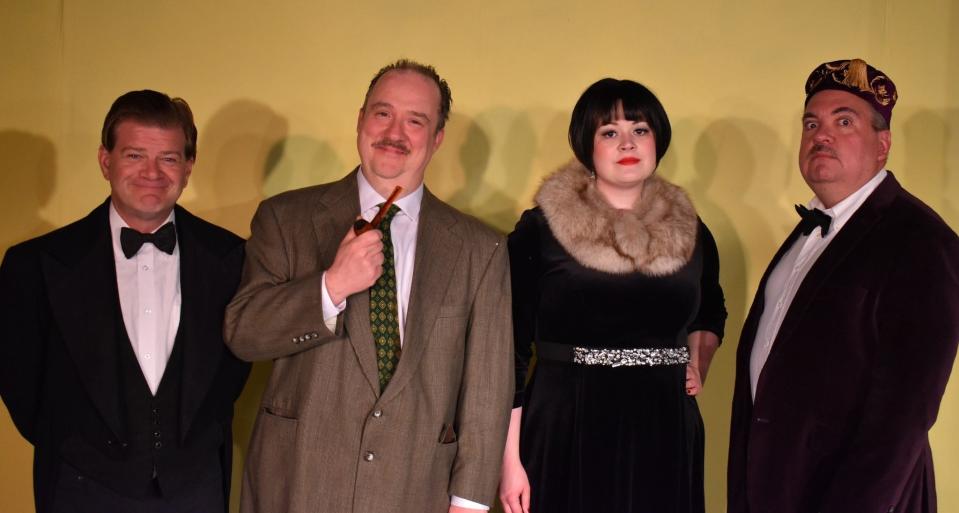 Beau Roberts, Steve Russell, Josie Burns and John Moser make up the cast of "The 39 Steps," being performed this weekend at the Mansfield Playhouse.