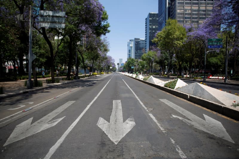 An empty road is pictured as the coronavirus disease (COVID-19) outbreak continues, in Mexico City