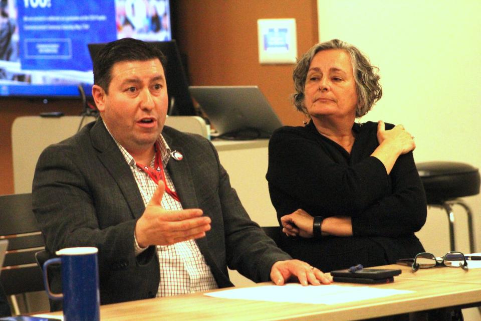 CSU Pueblo President Armando Valdez discusses faculty compensation at a Faculty Senate meeting on April 29, 2024.