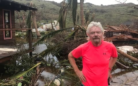 Sir Richard surveys Irma damage