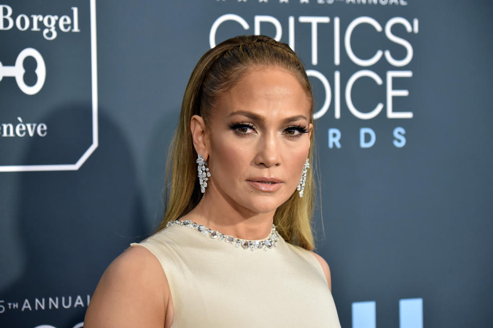 SANTA MONICA, CALIFORNIA - JANUARY 12: Jennifer Lopez attends the 25th Annual Critics' Choice Awards at Barker Hangar on January 12, 2020 in Santa Monica, California. (Photo by Jeff Kravitz/FilmMagic)