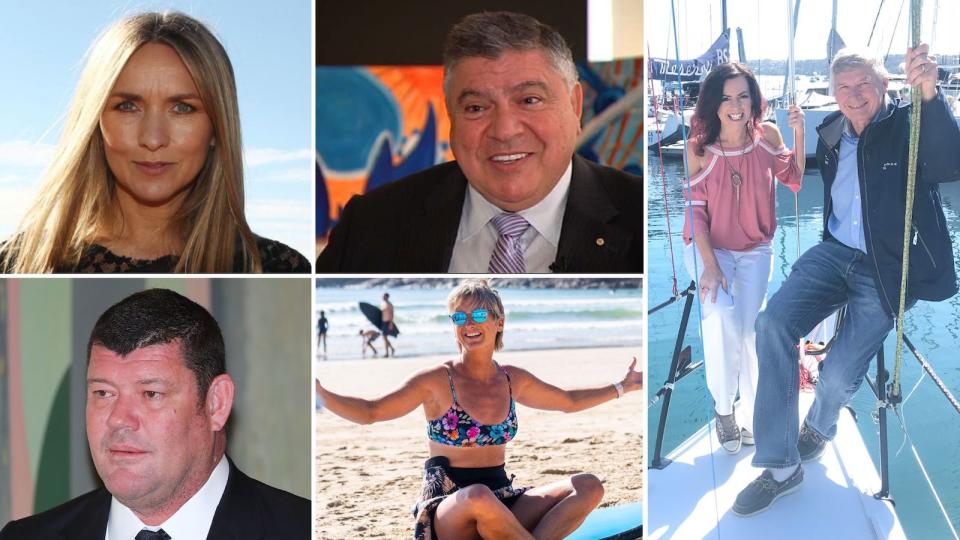 Compilation of successful and rich A-listers: Collette Dinnigan, John Symond, Mark Boris, Layne Beechley and Nicole Pedersen-McKinnon with Paul Clitheroe