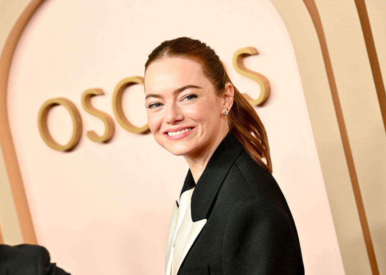 Emma Stone at the 96th Oscars Nominee Luncheon at the Beverly Hilton on February 12, 2024 in Beverly Hills, California. (Photo by Michael Buckner/Penske Media via Getty Images)