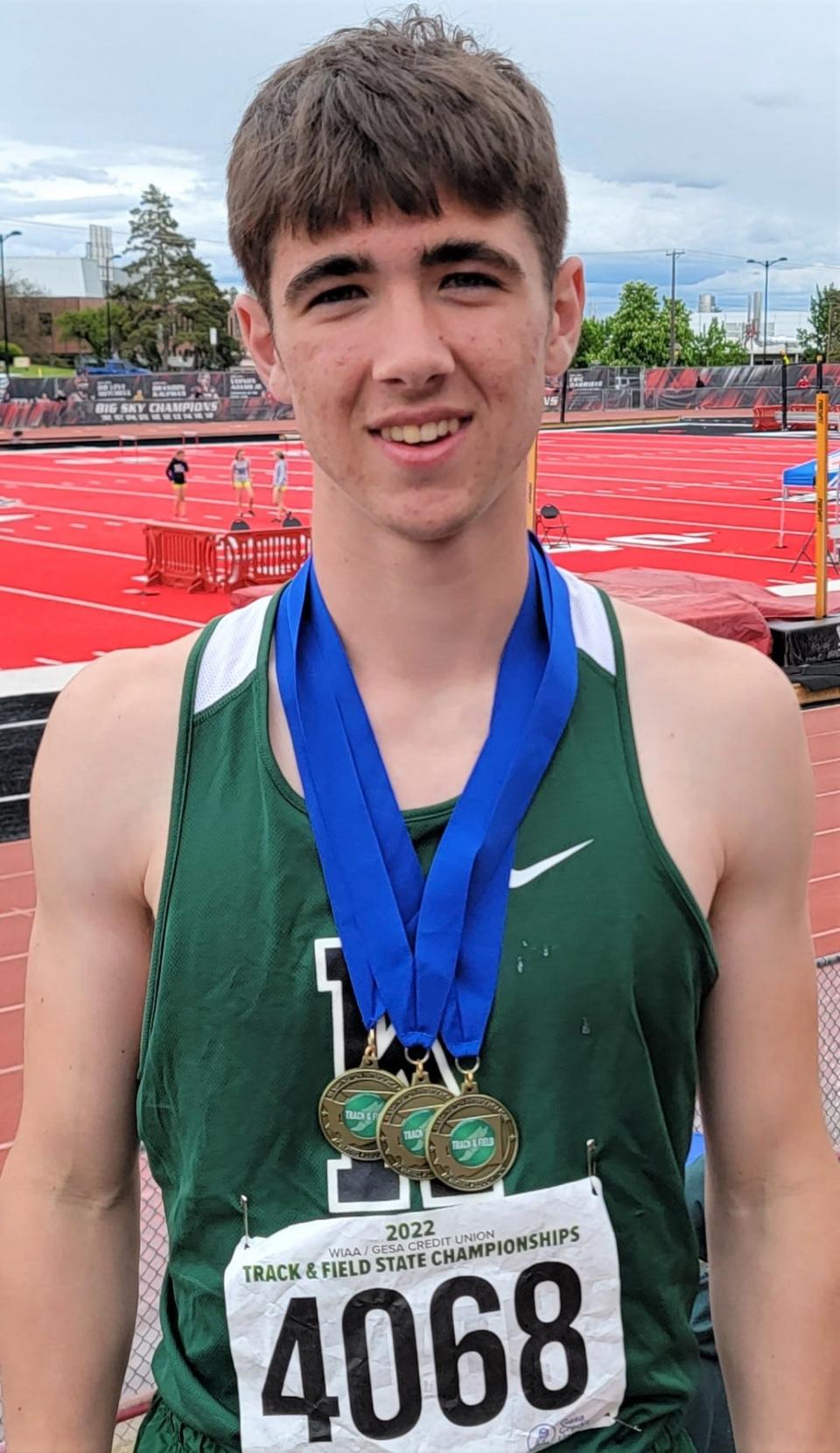 Klahowya's Kelton Gagnon won three races at the Class 1A state championship track and field meet at Eastern Washington University.