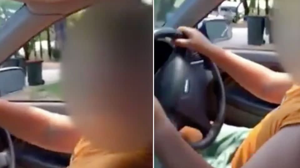 The father filmed the boy driving the car. Source: 7 News