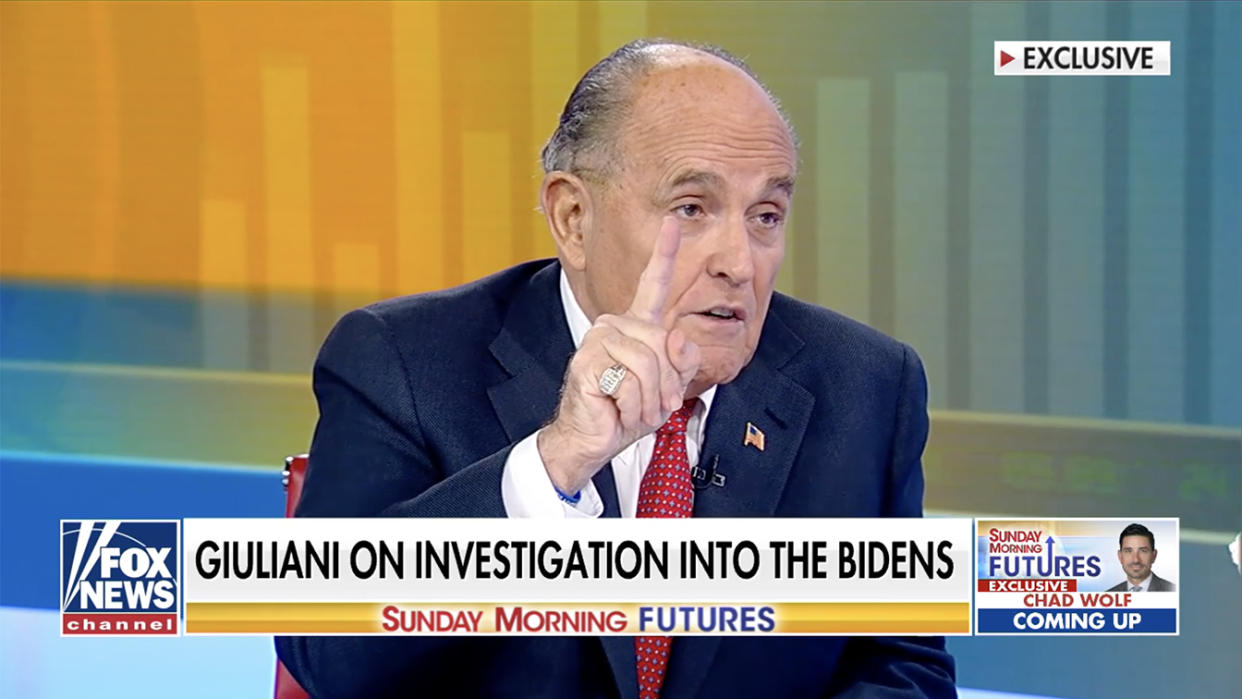 Rudy Giuliani on 'Sunday Morning Futures with Maria Bartiromo' on Sunday, February 9, 2020. (FoxNews)