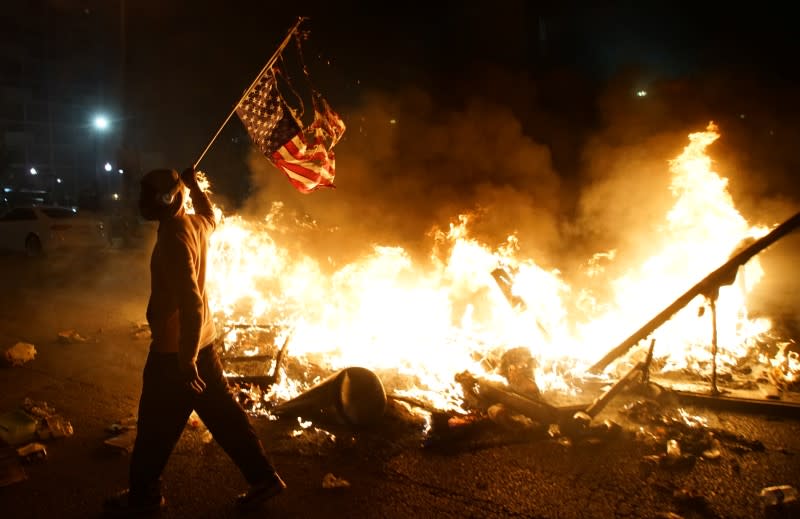 Protest against the death in Minneapolis police custody of African American man George Floyd, in St. Louis, Missouri