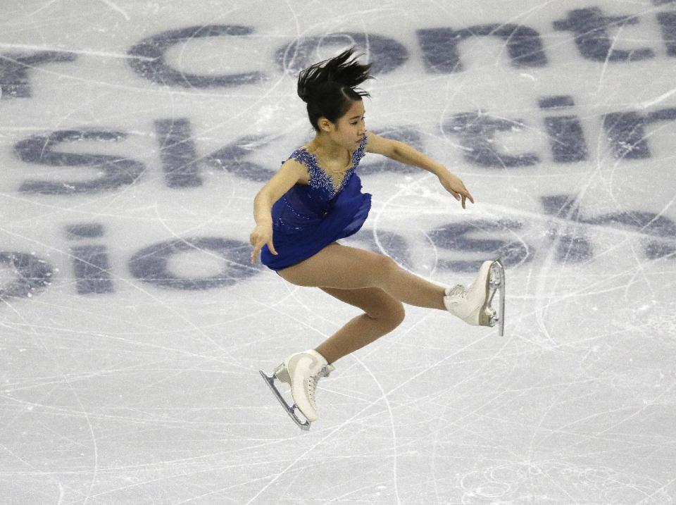 Mai Mihara of Japan competes in the Ladies Short Program at the ISU Four Continents Figure Skating Championships in Gangneung, South Korea, Thursday, Feb. 16, 2017. (AP Photo/Ahn Young-joon)