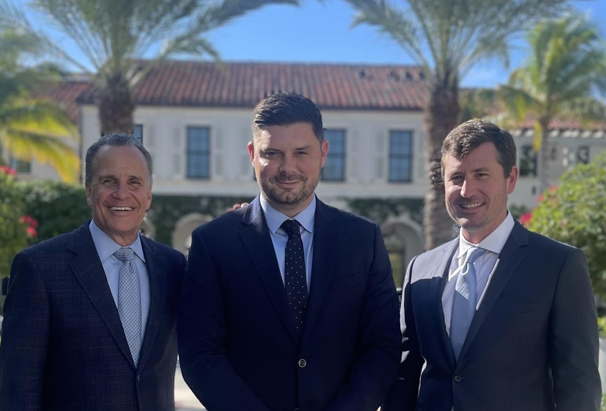 Illustrated Properties CEO Mike Papas, District Sales Manager Anderson Ohman and President Daniel Dennis have been preparing to relocate the agency's Palm Beach office to an office at 223 Sunset Ave.