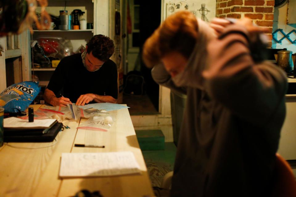 Joe Pfaller, research director for Caretta Research Project, and CRP Intern Kegan Kurinij start organizing all the newly collected data on Wassaw Island in Savannah, Ga., on Thursday, June 2, 2022.